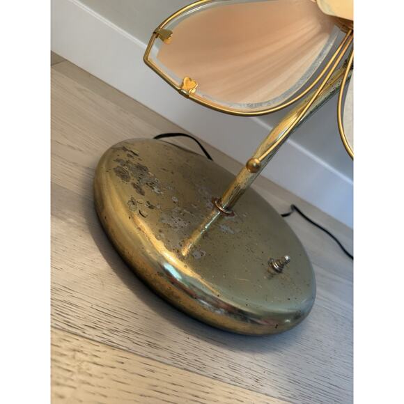 1970s Decorative Table Lamp Lotus Flower Italian Design Gold Metal Crystal RARE - Picture 3 of 13